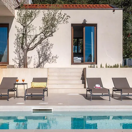 Mediterrane Steinvilla Mit Privatpool, Toller Aussicht, Starkem Wifi, Bbq Сasa de vacaciones Višnjan